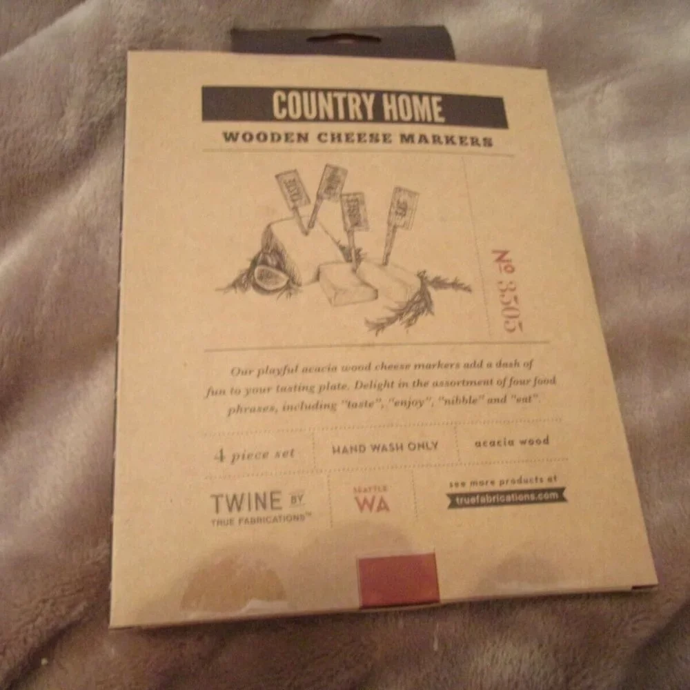 New Twine Rustic Elegance Wooden Cheese Markers Set Of 4